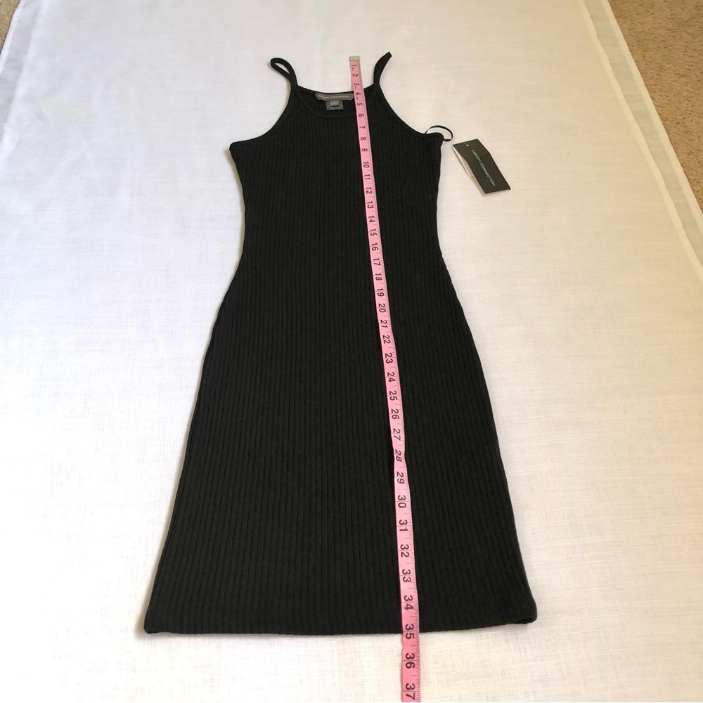 NWT French Connection Black Ribbed Midi Dress Size US 2 Chic Minimalist Neutral - Picture 5 of 7